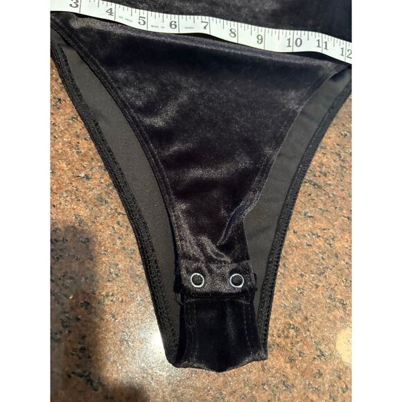 FOREVER 21 Bodysuit | Black Velvet Bodycon Witchy Whimsigoth | SMALL - Picture 8 of 8